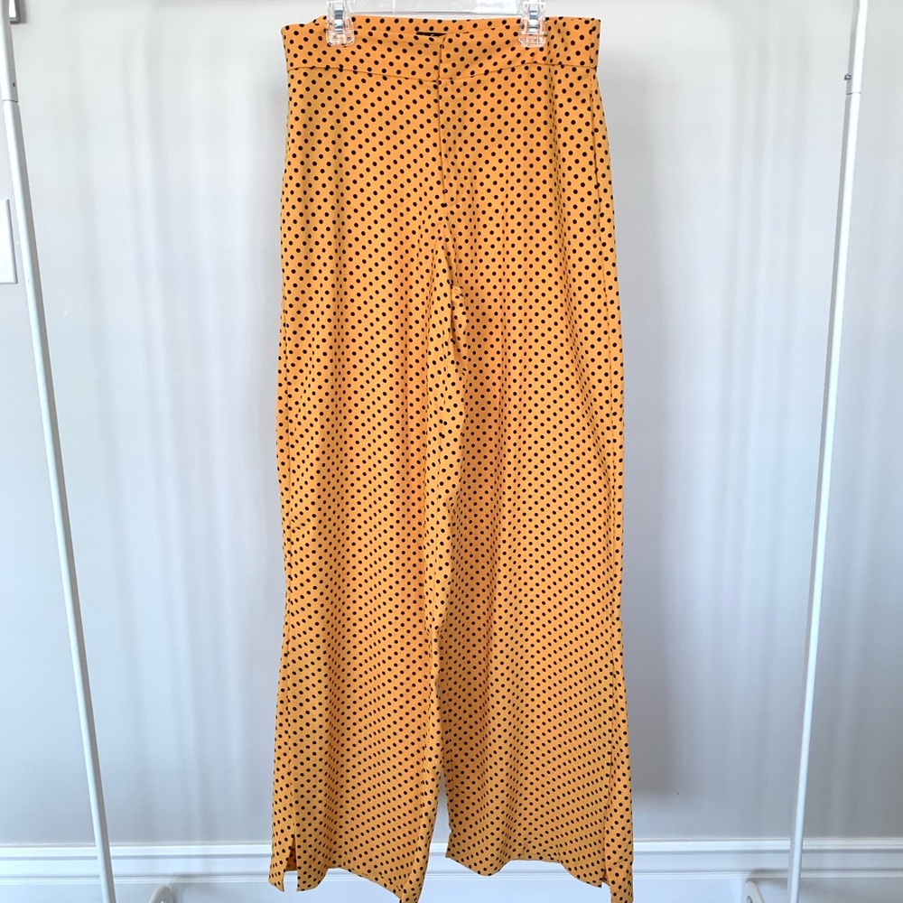 Zara High Waist Wide Leg Flowy Polka Dot Pants M